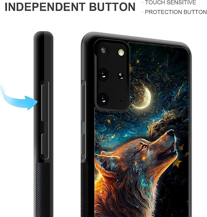 for Samsung Galaxy S20 Plus Case, Star Cave Hungry Wolf Pattern Graphic Design - Image 3