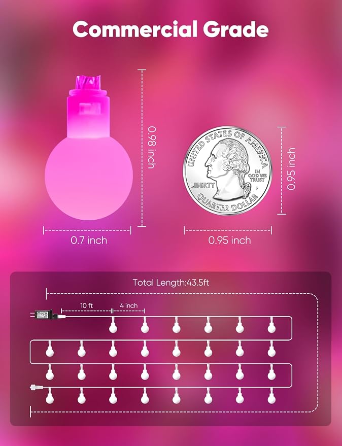 Minetom Globe String Lights, 33 Feet 100 Led Fairy Lights Plug in, 8 Modes - Image 3