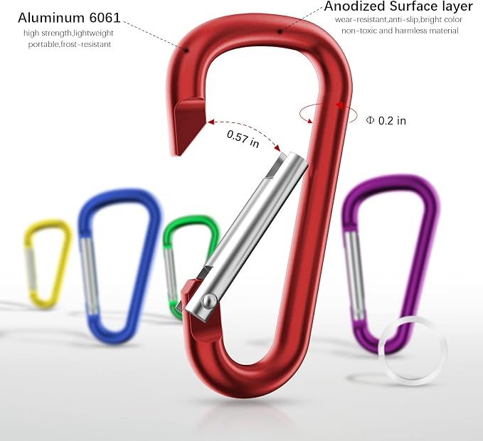 sprookber 2.28" Small Carabiner Clip Keychain, D Ring Caribeaner Clip, Key Clip - Image 3