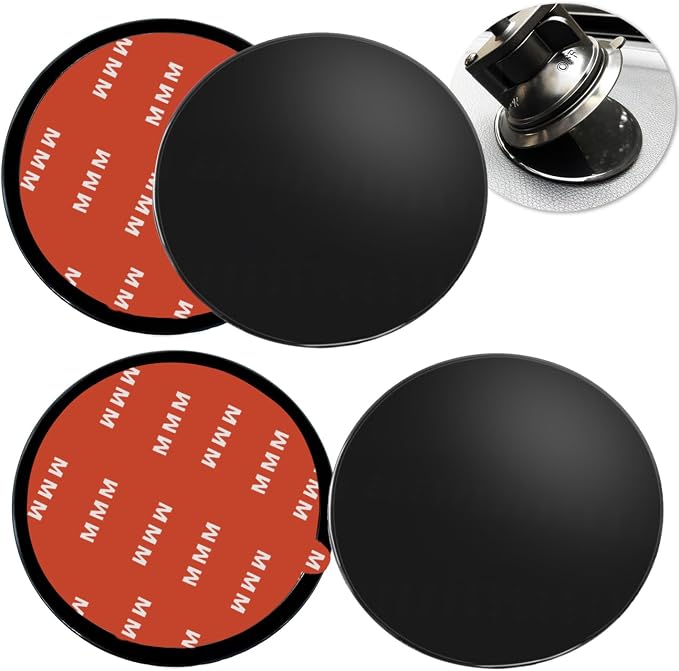 4 Pack 73mm Black Adhesive Dashboard Pad Mounting Disk, Mounting Disk by Unknown