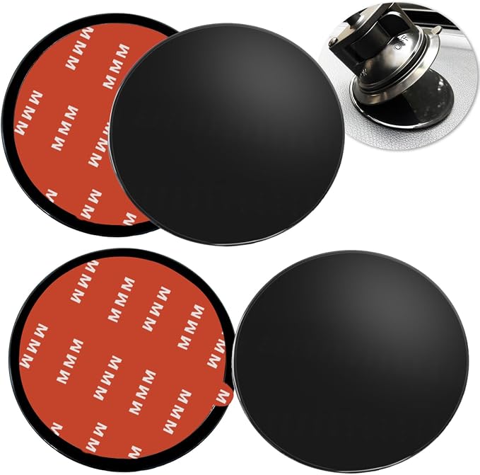 4 Pack 80mm Black Adhesive Dashboard Pad Mounting Disk, Mounting Disk by Unknown