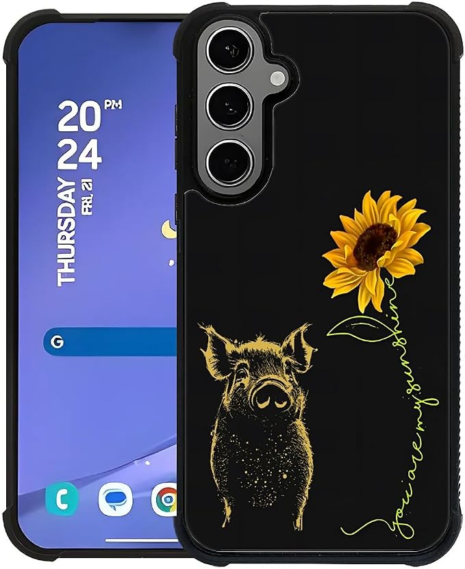 for Samsung Galaxy S24 S25 Plus Case, Pig Sunflower Yellow Sunshine Pattern by FKBRCL4U
