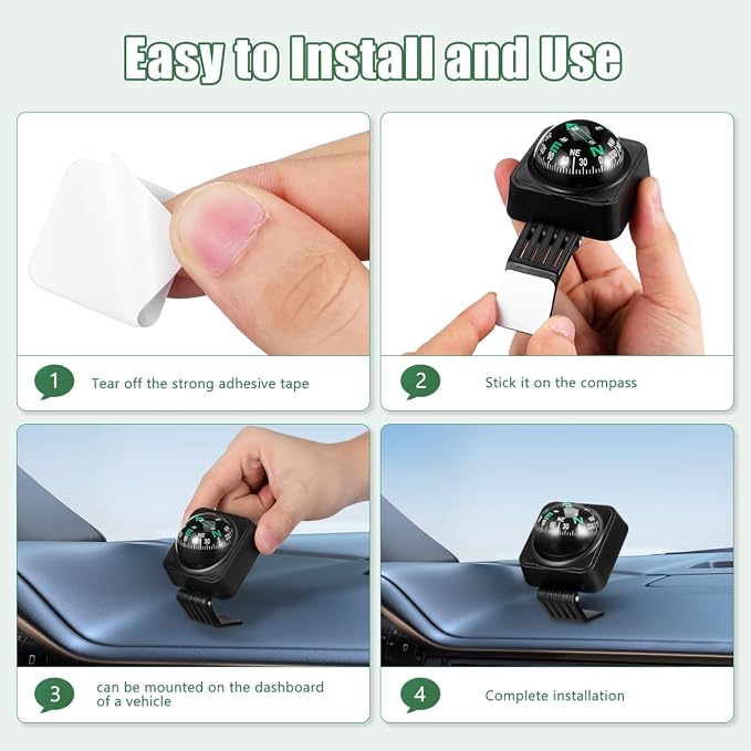 SOLUSTRE Car Dashboard Compass Ball Portable Auto Compass - Image 5