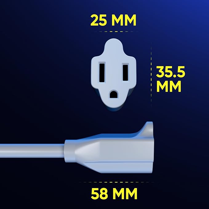Maximm's 1 Foot White Flat Plug Extension Cord - Image 3