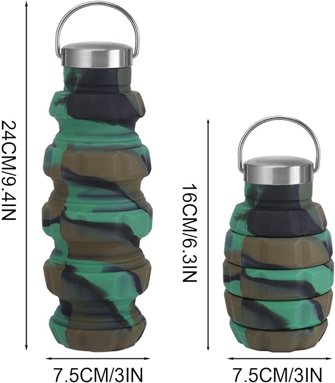 500ml Collapsible Water Bottles Silicone Motivational Bottle - Image 4