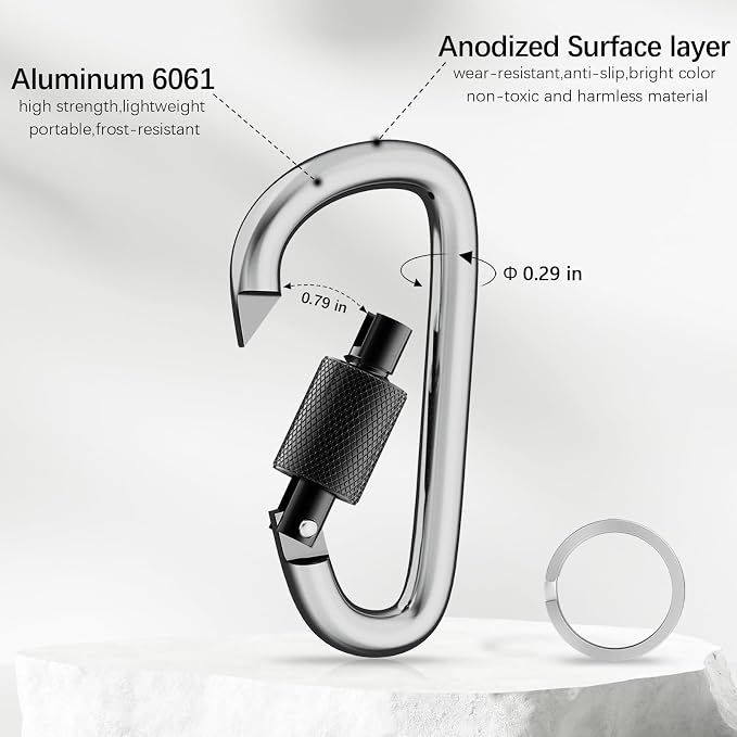 sprookber 3" Locking Carabiners | Keychain Carbineers D Ring Key Clip Spring - Image 4