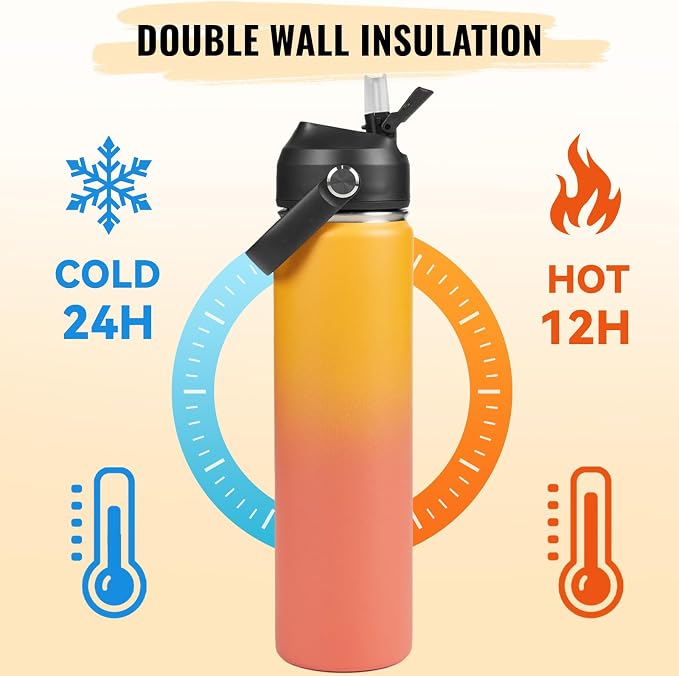 Fijinhom 24oz Insulated Stainless Steel Water Bottle, Wide Mouth Double Wall - Image 5