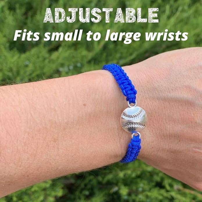 Sportybella - Baseball Bracelet, Baseball Jewelry, Adjustable Braided Baseball - Image 6