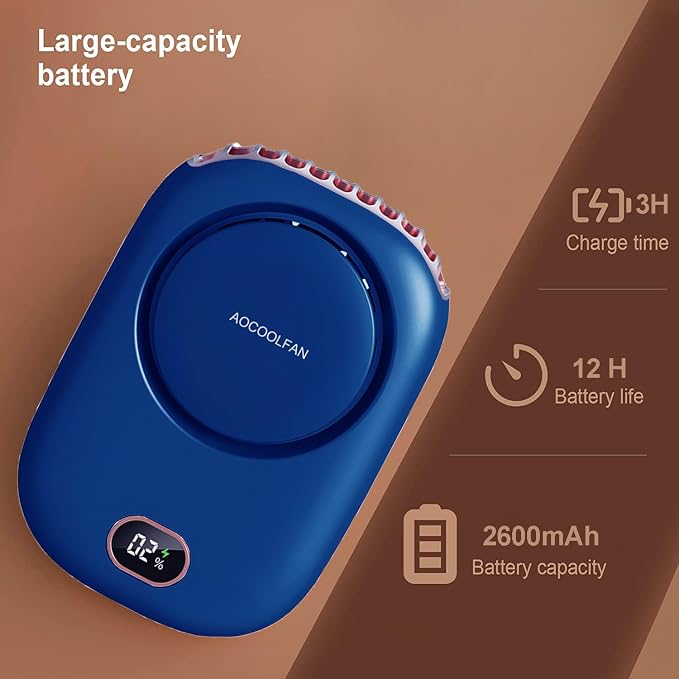AOCOOLFAN Portable Neck Fan, Mini Small Personal Handheld Fan USB Rechargeable - Image 3