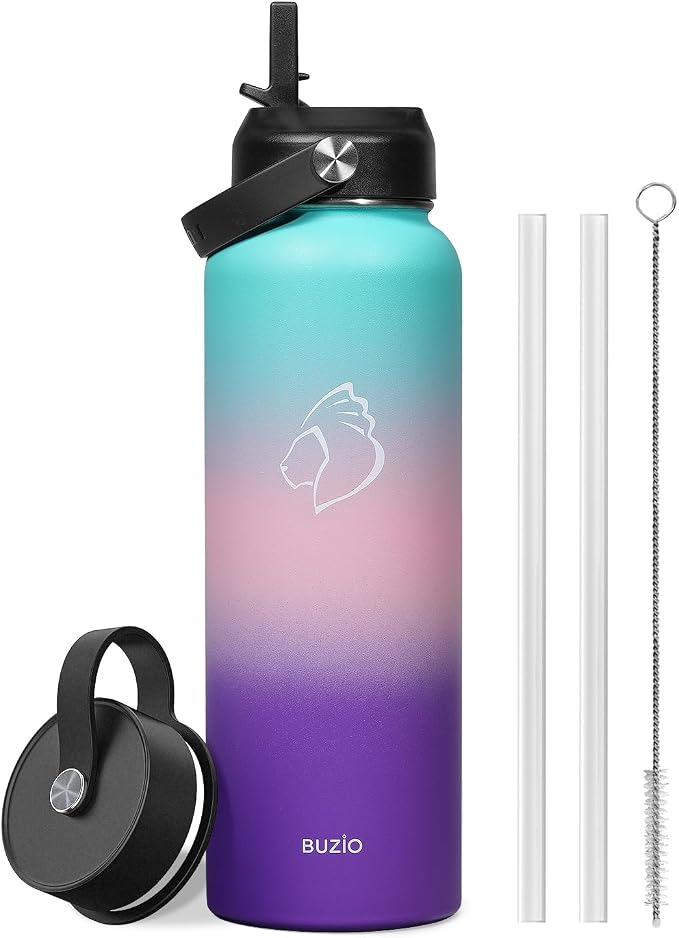 BUZIO 40oz Insulated Water Bottle, Stainless Steel Double Wall Water Flask Leak - Image 8