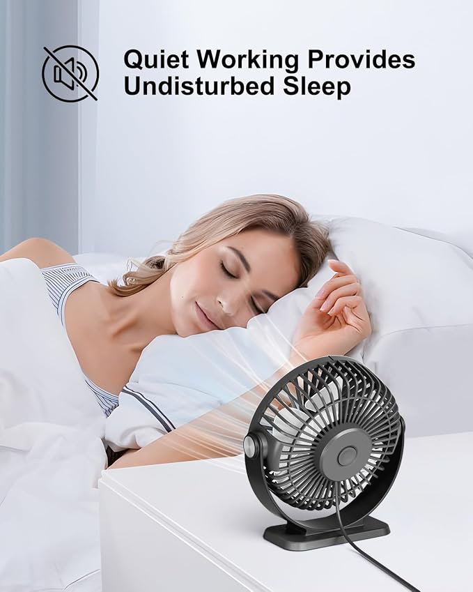 TriPole Small Desk Fan USB Powered Portable Fan 3 Speeds Strong Airflow Mini - Image 5