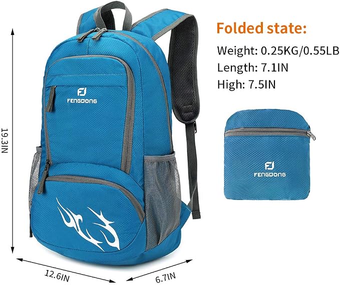 FENGDONG 35L Lightweight Foldable Waterproof Packable Travel Small Hiking - Image 2