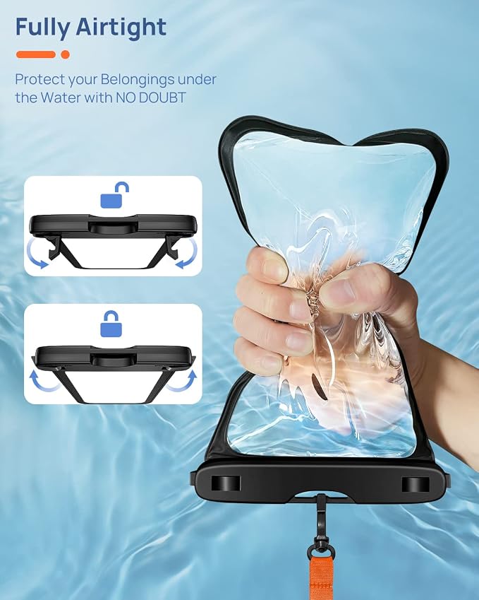 Lanhiem 10.5" Large Waterproof Phone Pouch, 2 Pack Universal IPX8 Waterproof - Image 4