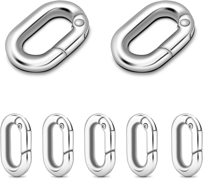 10Pack 5/8 Inch Small Oval Carabiner, Metal Spring Tiny Carabiner Clips by CooBigo