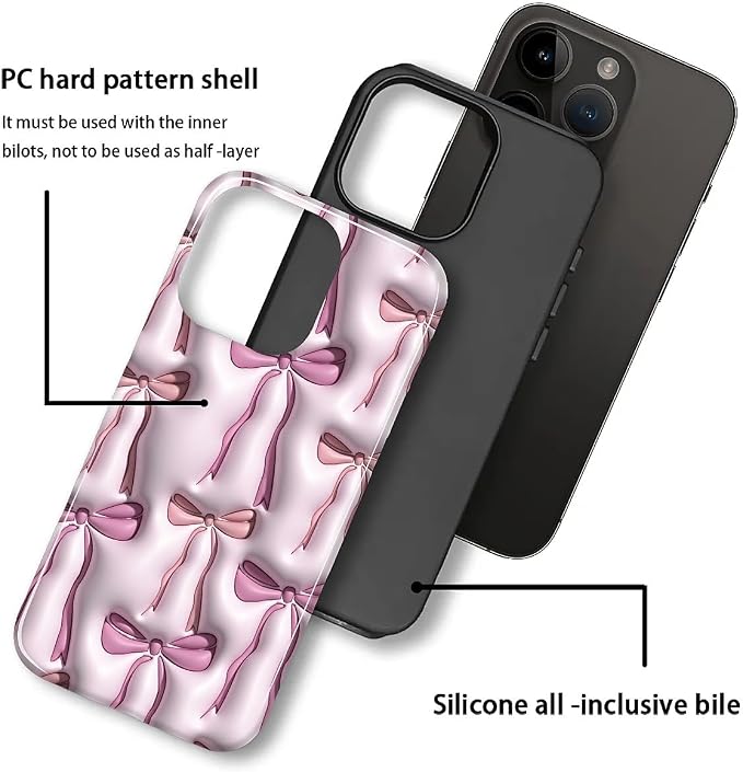 for iPhone 12/12Pro Case, HL2 Abstract Ribbons Bows Hybrid 2 Layer Hard Shell - Image 3
