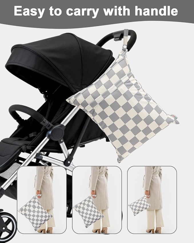 ALVABABY 3 pcs Cloth Diaper Wet Dry Bags Waterproof Reusable - Image 7