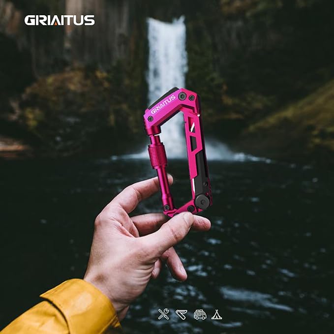 Dark Pink Color Multitool Carabiner EDC Pocket Multi-tool Knife Gifts - Image 2