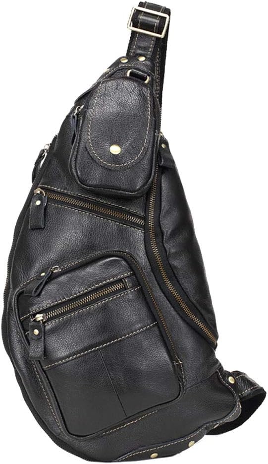 Hebetag Vinatge Leather Sling Bag Crossbody Backpack by Hebetag