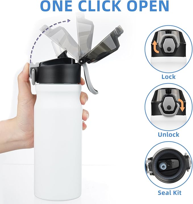 BJPKPK Water Bottle with Straw 18oz Insulated Water Bottles Reusable Stainless - Image 3