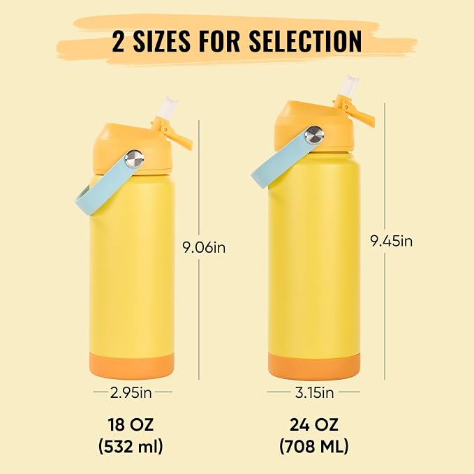 Fijinhom 24oz Insulated Stainless Steel Water Bottle, Wide Mouth Double Wall - Image 2