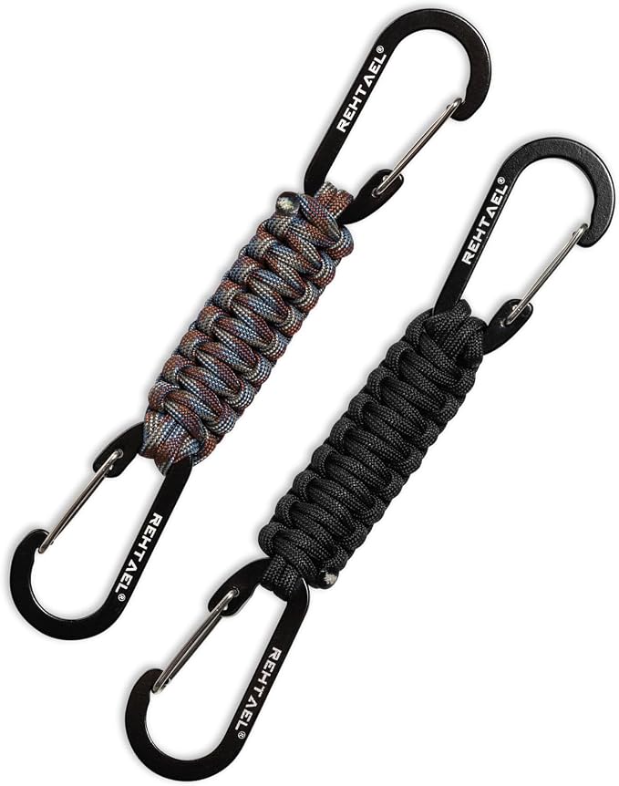 Paracord Braided Carabiner Keychain Lanyard Strap, Hanger Stroller Hook w/2 by REHTAEL
