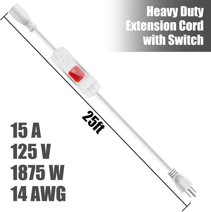 Extension Cord with Switch On/Off Waterproof Switch 25Ft No Plugging and - Image 2