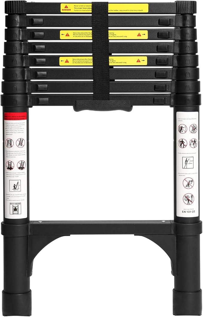 BOCOM 8.5 FT Aluminum Telescoping Ladder, Lightweight Multi-Purpose Collapsible by BOCOM