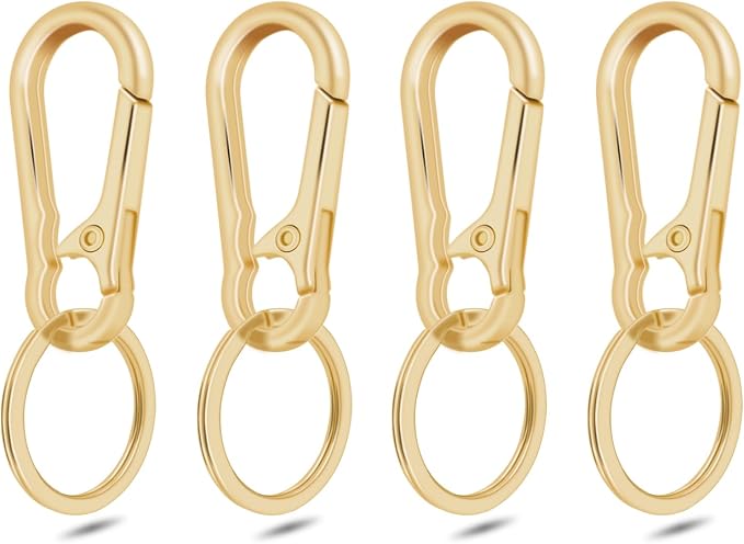 4Pack Small Keychain Rings, Metal Key Carabiner Clip, Mini EDC Key Ring Chain by CooBigo