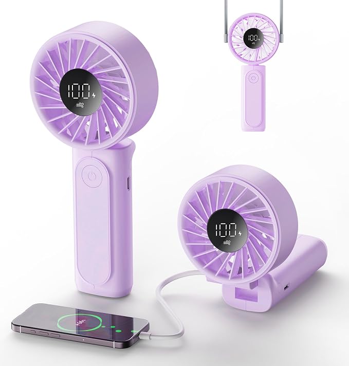 Peiyuu Portable Fan, 4000mAh USB Rechargeable, 180° Foldable Mini Desk Fan by Peiyuu