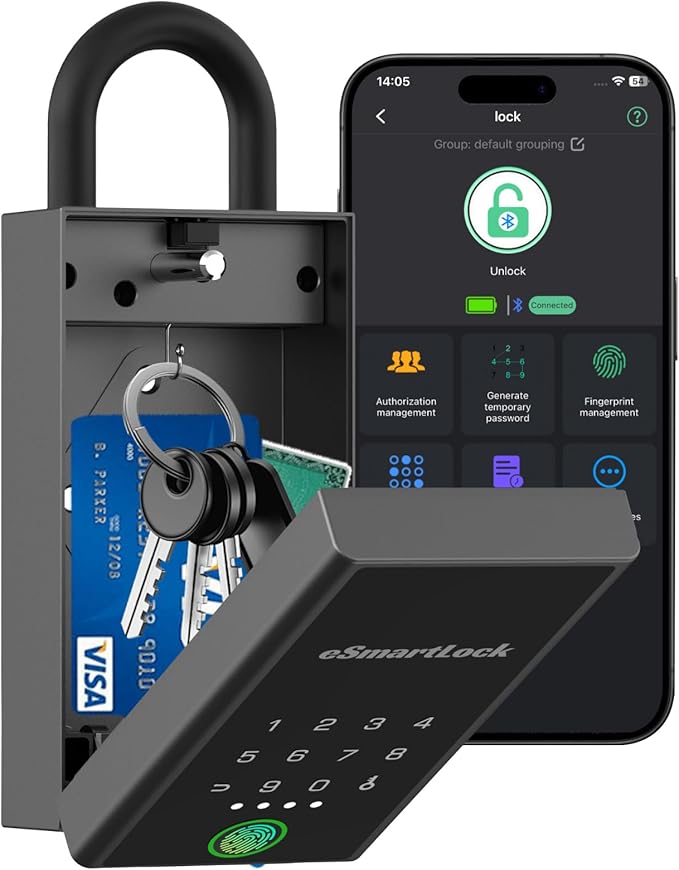 Smart Key Lock Box with Code, Dhiedas Large Fingerprint Lock Box with APP by Dhiedas