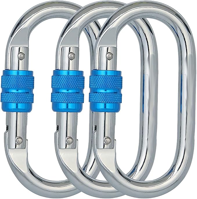 Heavy Duty Locking Climbing Carabiner Clip CE Rated 25 kN 5600 LB Rugged by BYANG