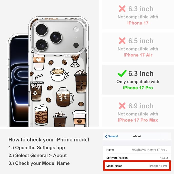 MOSNOVO for iPhone 17 Pro Case | Military Grade 6.6ft Drop Tested | Camera - Image 2