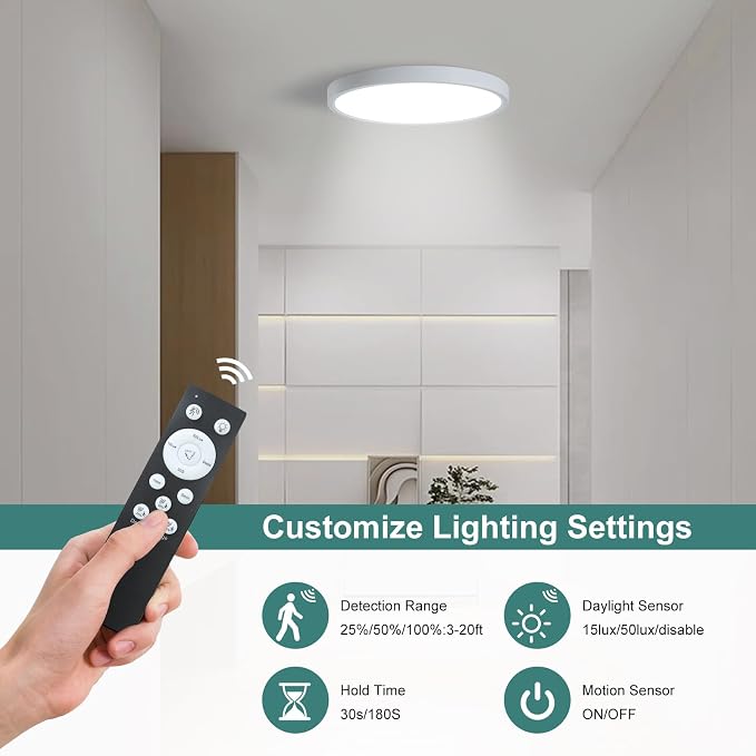 9 Inch Motion Sensor Light Indoor, Flush Mount Light Fixture, Motion Sensor - Image 3