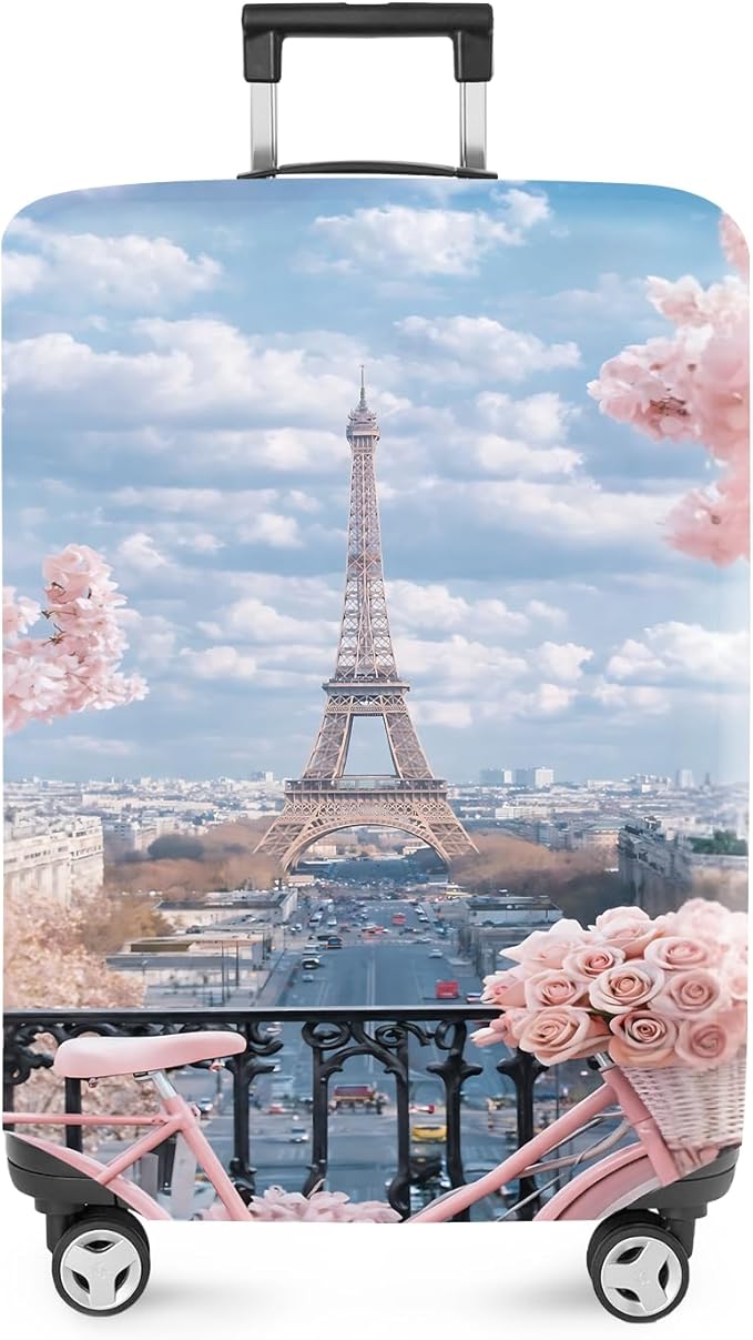 ANNA QUEEN Paris Eiffel Tower Luggage Cover, Romantic City Travel Suitcase by ANNAQUEEN