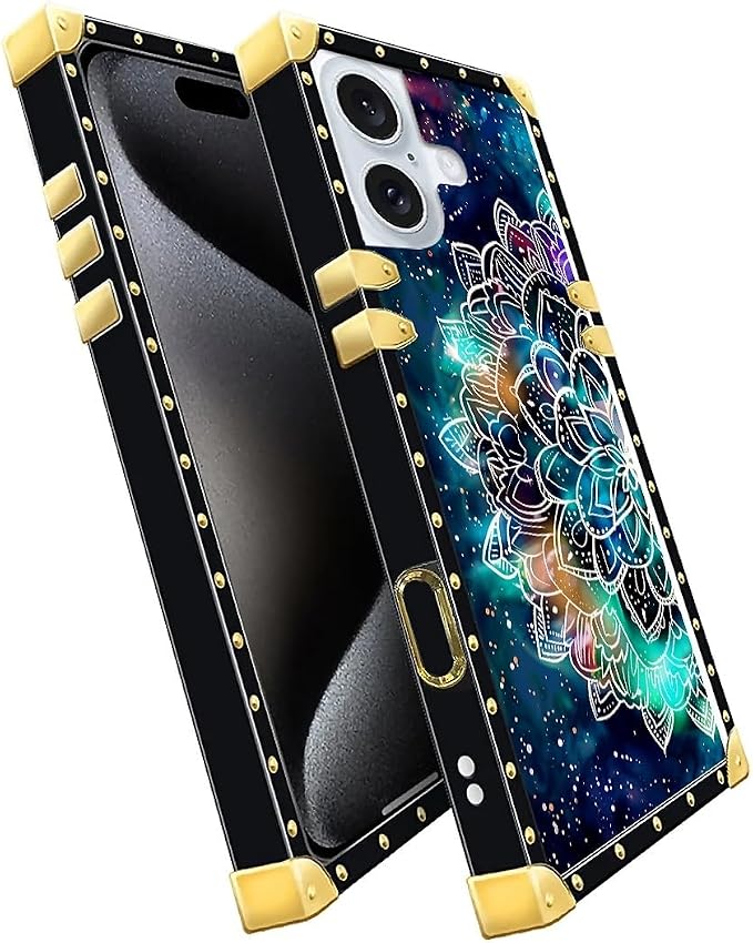 Compatible with iPhone 16 Plus Case, Starry Sky Colourful Mandala Luxury Golden - Image 2