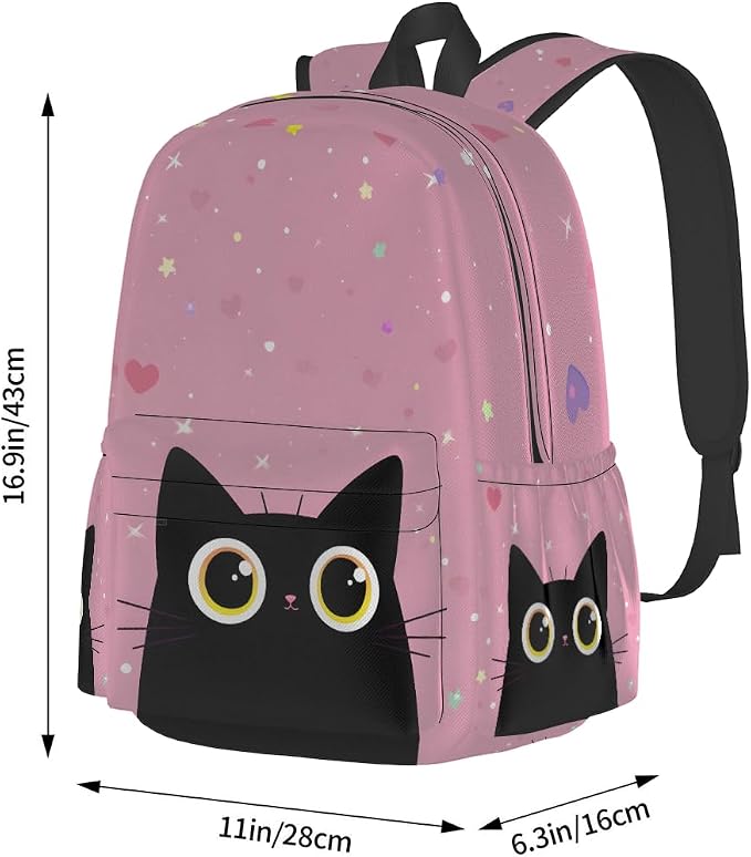 cfpolar 17 Inch Backpack Cute Cartoon Cats Laptop Bag Shoulder Bag School - Image 2
