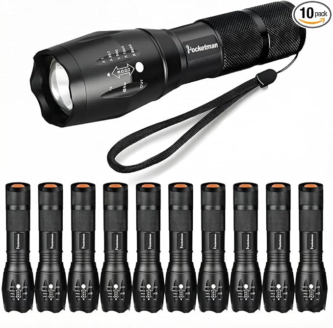Pocketman LED Tactical Flashlight Super Bright LED Flashlights Portable Outdoor by POCKETMAN