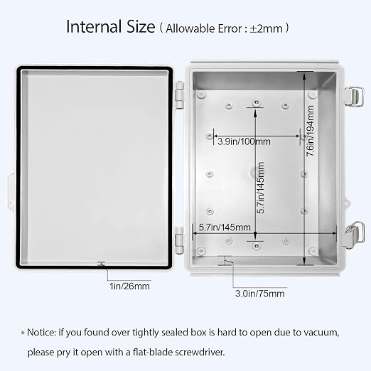 LeMotech Electrical Box, IP67 Waterproof Hinged Cover Stainless Steel Latch - Image 5