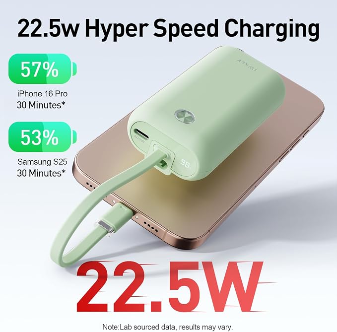 iWALK Mini Portable Charger 10, 22.5W USB-C Fast Charging Power Bank - Image 4