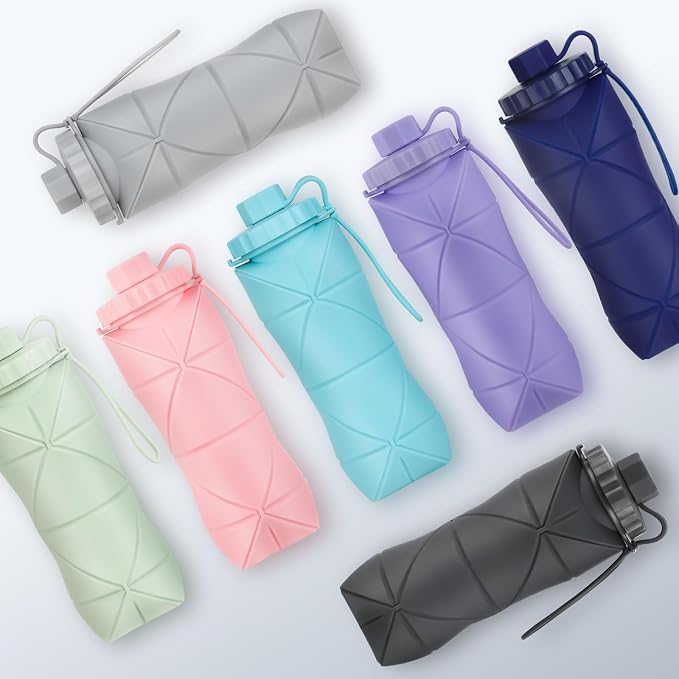 YCT Collapsible Silicone Travel Water Bottle 20oz, Reuseable Leakproof BPA Free - Image 7