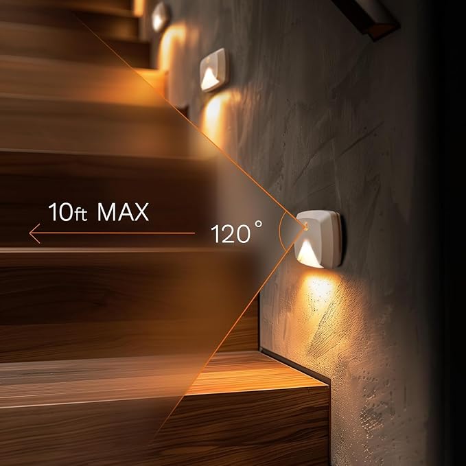 innofox 10-Pack Stick-on Motion Sensor Lights, Warm White LED Night Light - Image 2