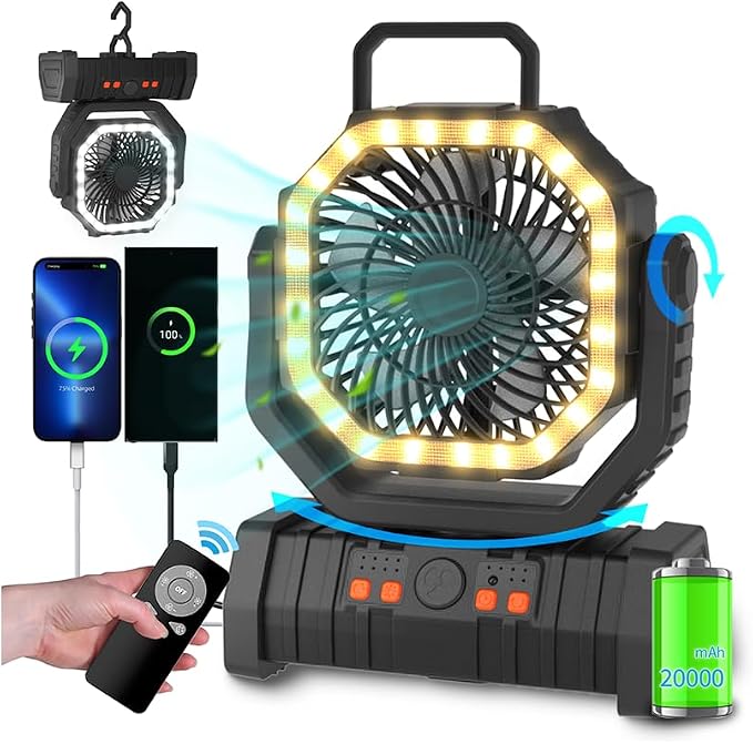ADUST Portable Camping Fan Battery Powered Operated by ADUST