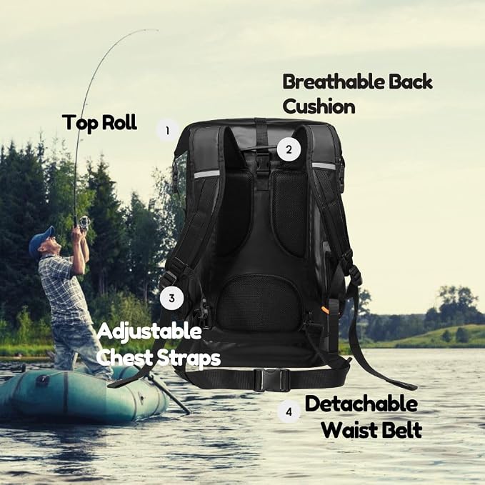 Waterproof Roll Top Kayak Dry Backpack, Floating Outdoor Dry Sack Boating - Image 3