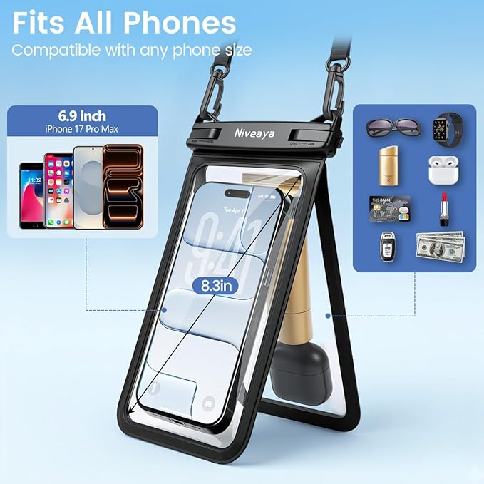 Niveaya Double Space Waterproof Phone Pouch, IPX8 Phone Case - Image 4