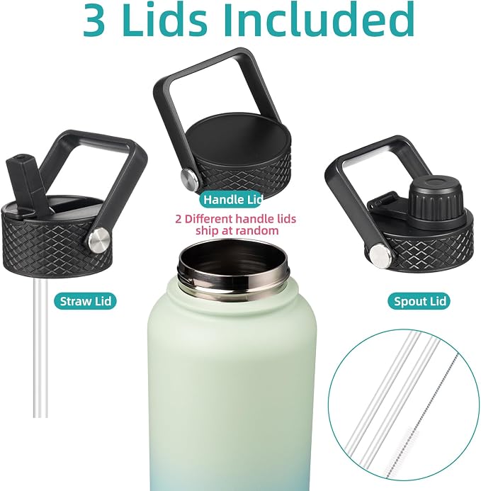 Konokyo 32 oz Insulated Water Bottle Stainless Steel Sport Bottles - Image 3