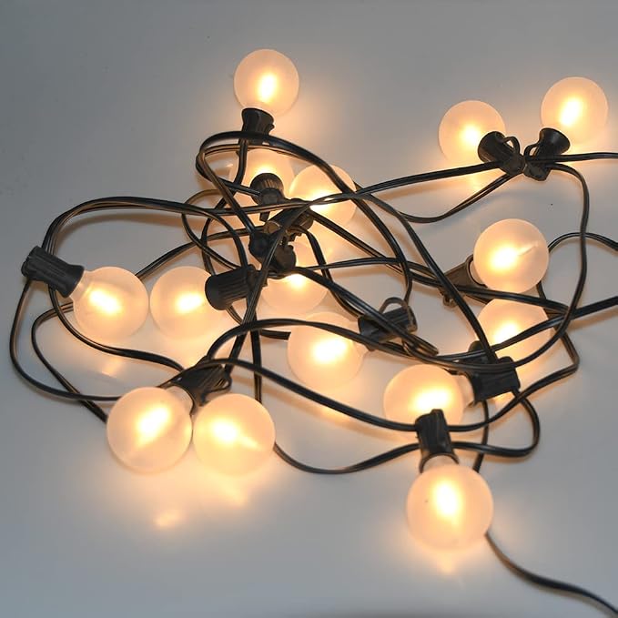 LED Outdoor String Lights 25Ft G40 Frosted White Globe Patio Lights Waterproof - Image 4