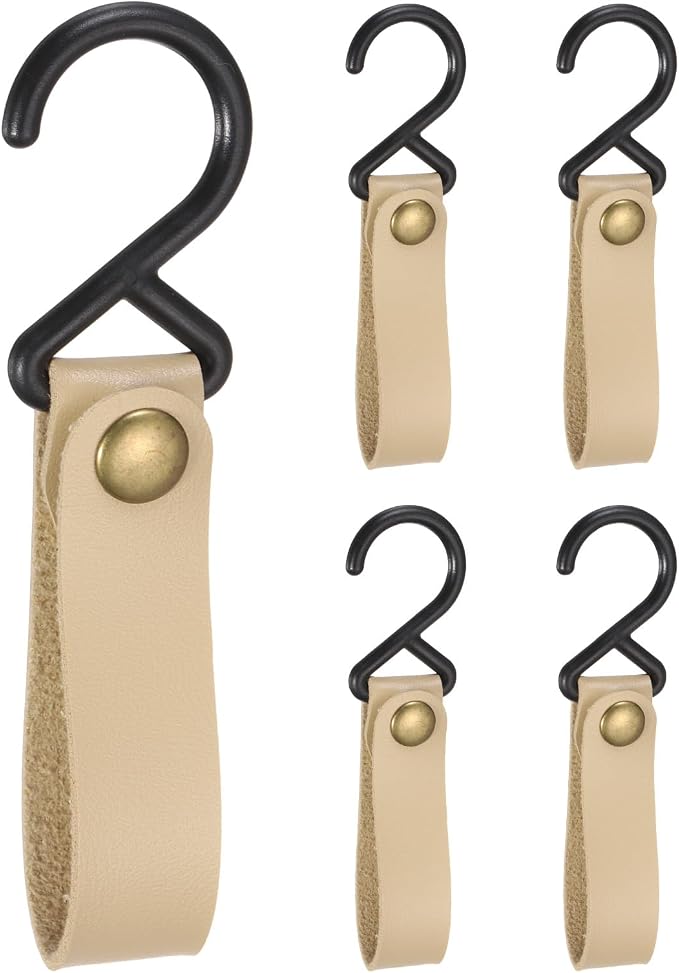 uxcell 5pcs PU Leather Hooks, Leather Straps by uxcell