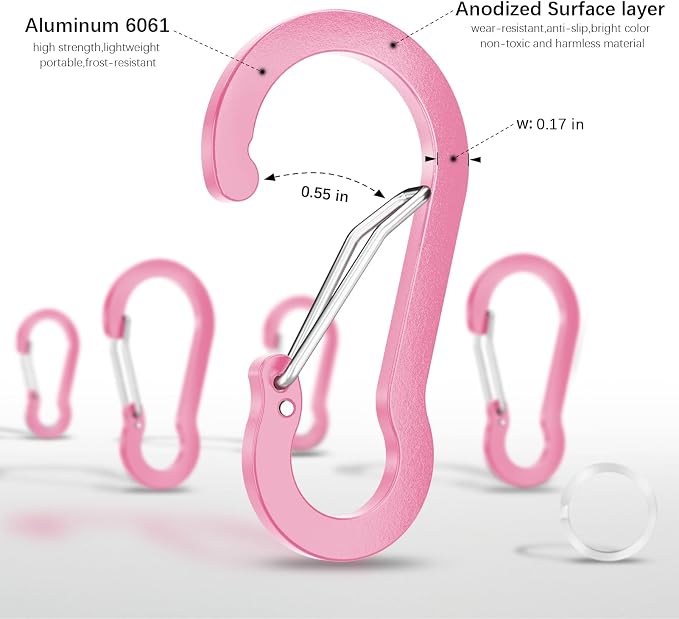 sprookber 2" Small Carabiner Clip, D Ring Caribeener, Spring Snap Hook - Image 4