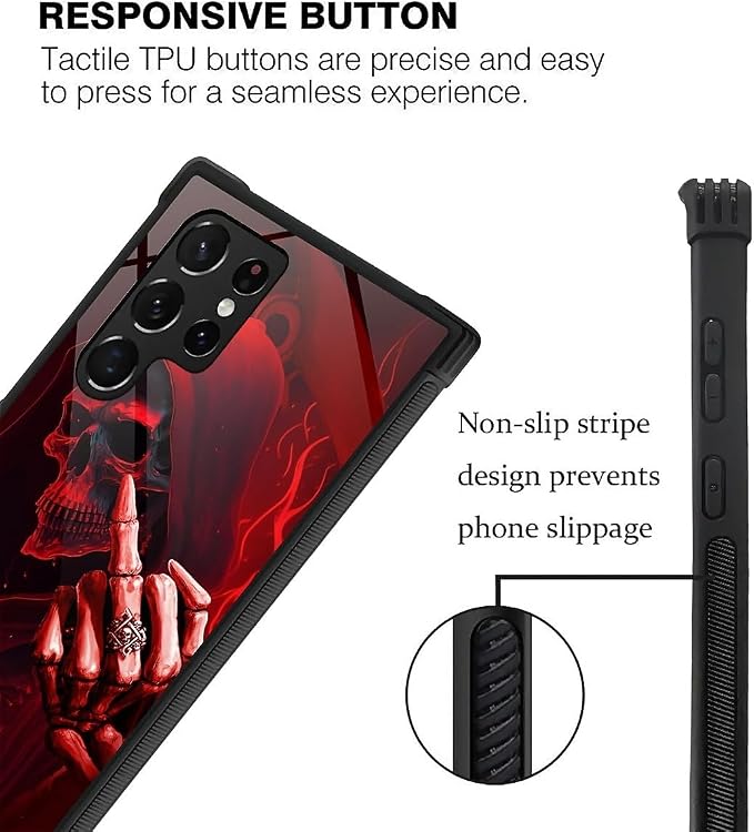 for Samsung Galaxy S23 Ultra Case, Gestures Funny Skull Pattern Graphic Design - Image 4