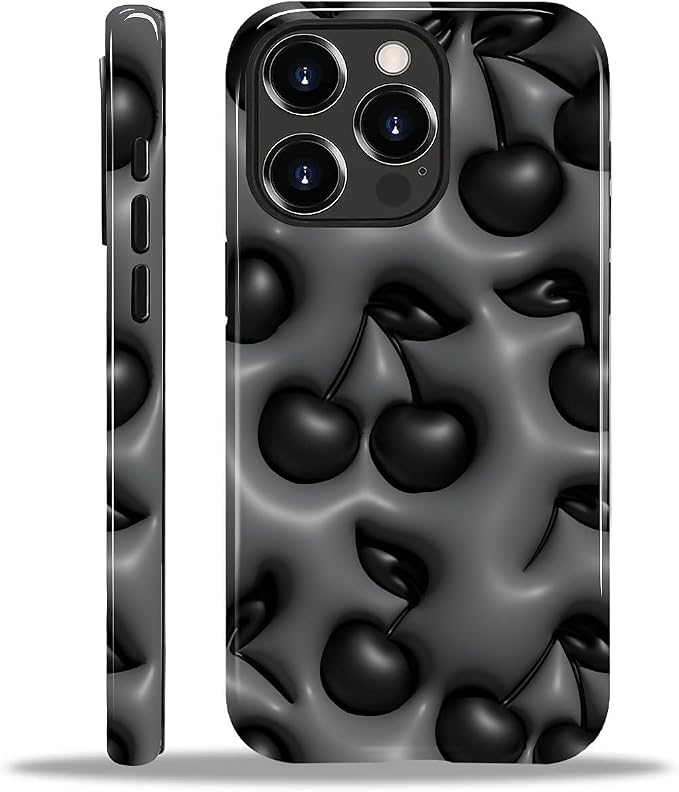 for iPhone 13 Pro Case, HL2 Cute Cool Cherry Black Hybrid 2 Layer Hard Shell by Unknown